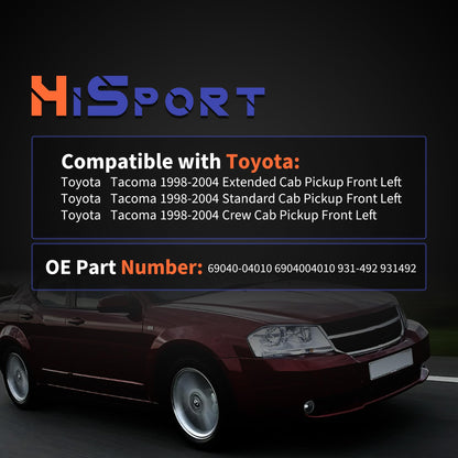 HiSport Front Drive Left Side Door Lock Actuator Motor 69040-04010 Compatible with Toyota Tacoma Latch 1998-2004 Pickup Replaces 6904004010 931-492 931492