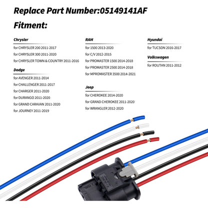 HiSport 05149141AF Camshaft Position Sensor Connector Compatible with Dodge Avenger 2011-2014, RAM 1500 2013-2020, Chrysler 200 2011-2017, Jeep Cherokee 2014-2020, Hyundai Tucson 2016-2017,Volkswagen