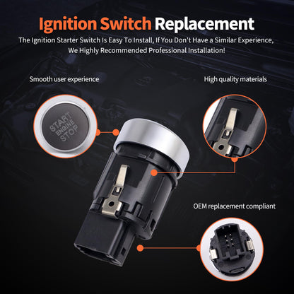 HiSport 4G1905217A Push Button Starter Switch - Compatible with Audi A6 2012-2018 A6 Quattro 2012-2018 A7 2016-2018 A7 Quattro 2012-2018 RS7 2014-2018 S6 2013-2018 S7 2013-2018