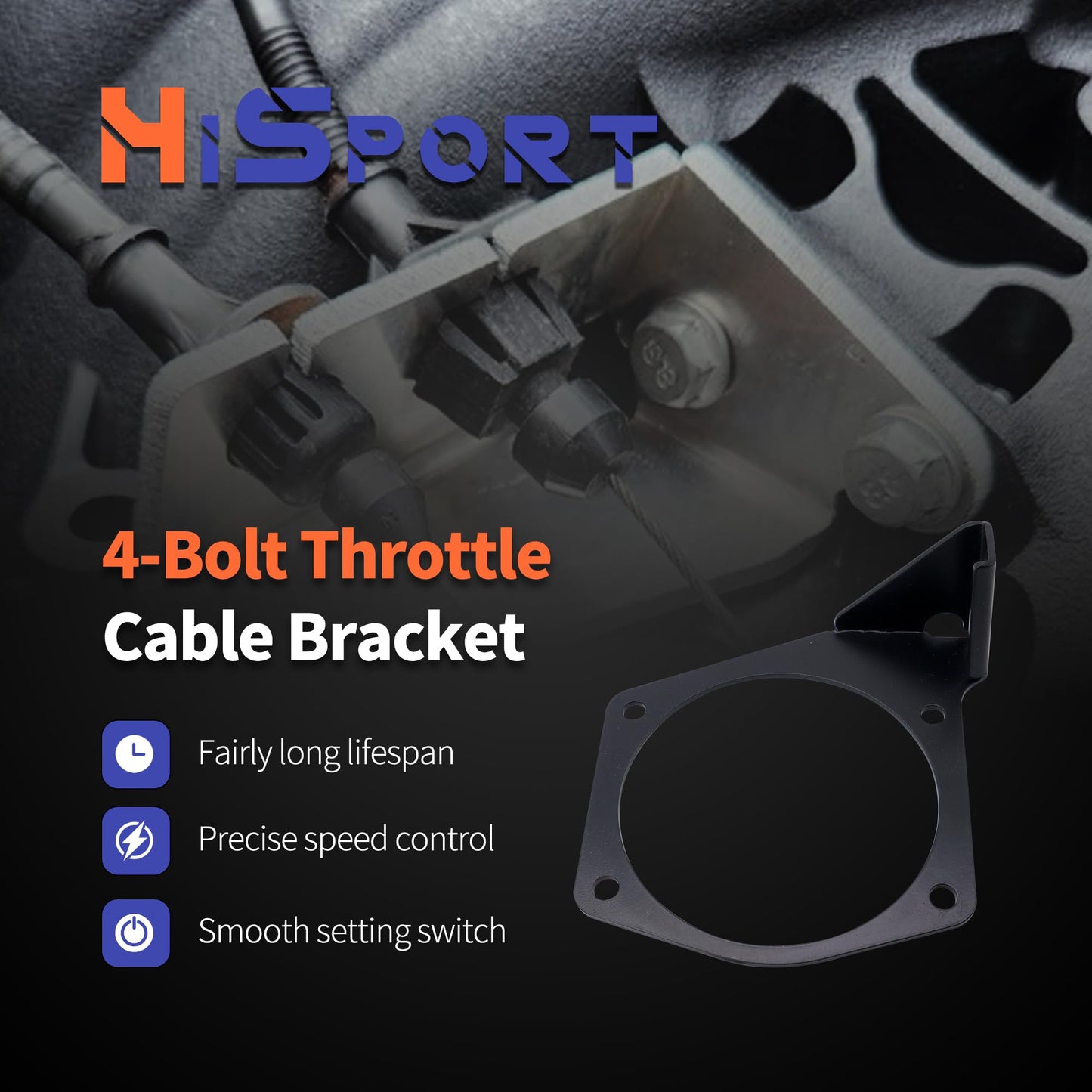 HiSport 81012 4-Bolt Throttle Cable Bracket - Intakes 92MM-102MM Compatible with Chevrolet Camaro Corvette Trailblazer SSR Impala Cadillac CTS XLR Pontiac G8 GTO Replaces 81042 81001 81002 81003