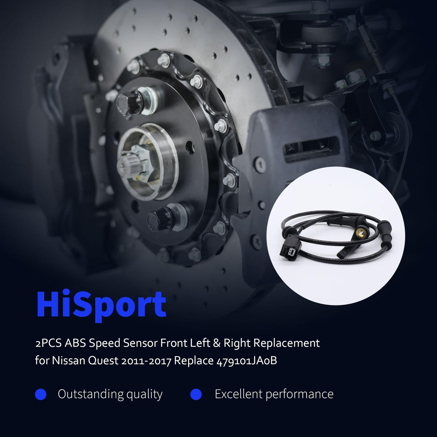 HiSport 2PCS ABS Speed Sensor Front Left & Right Replacement for Nissan Quest 2011-2017 Replace 479101JA0B