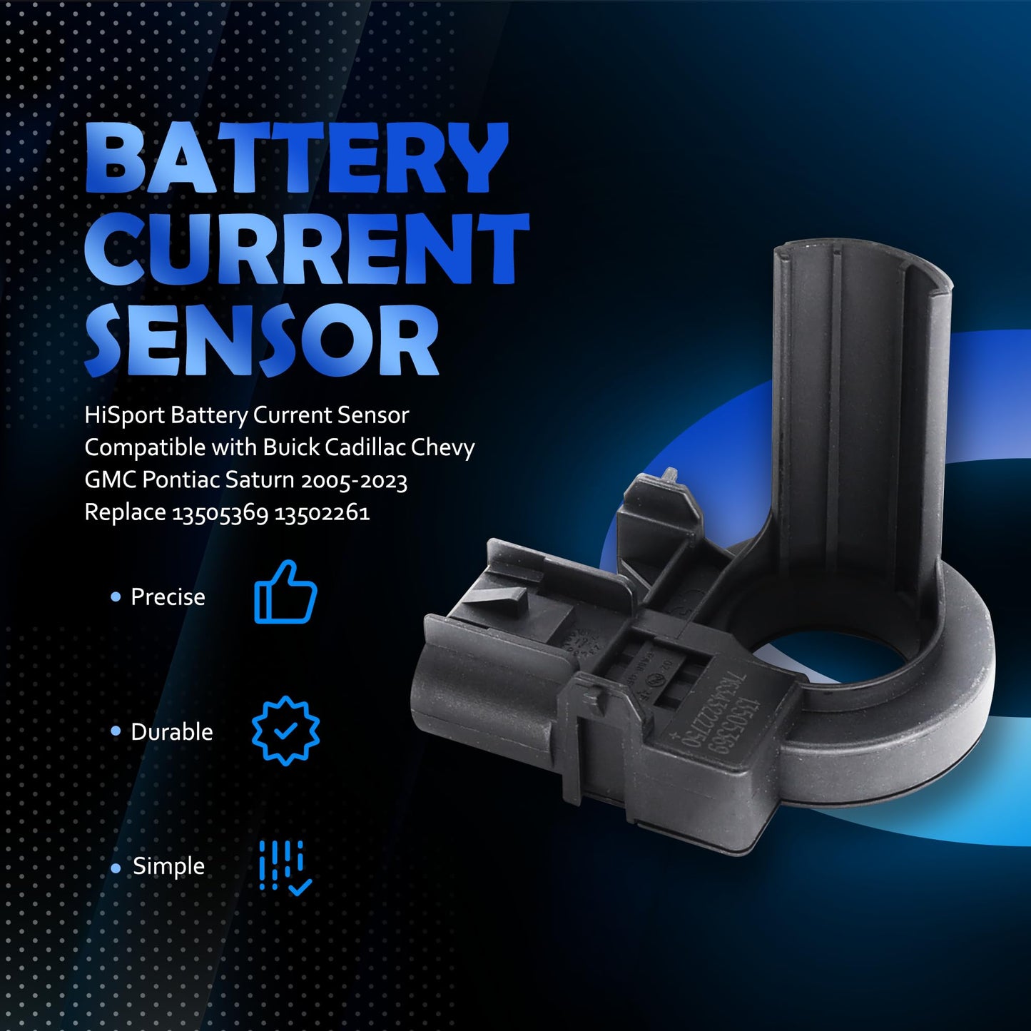 HiSport Battery Current Sensor - Compatible with Buick Cadillac Chevy GMC Pontiac Saturn 2005-2023 - Replace 13505369 13502261