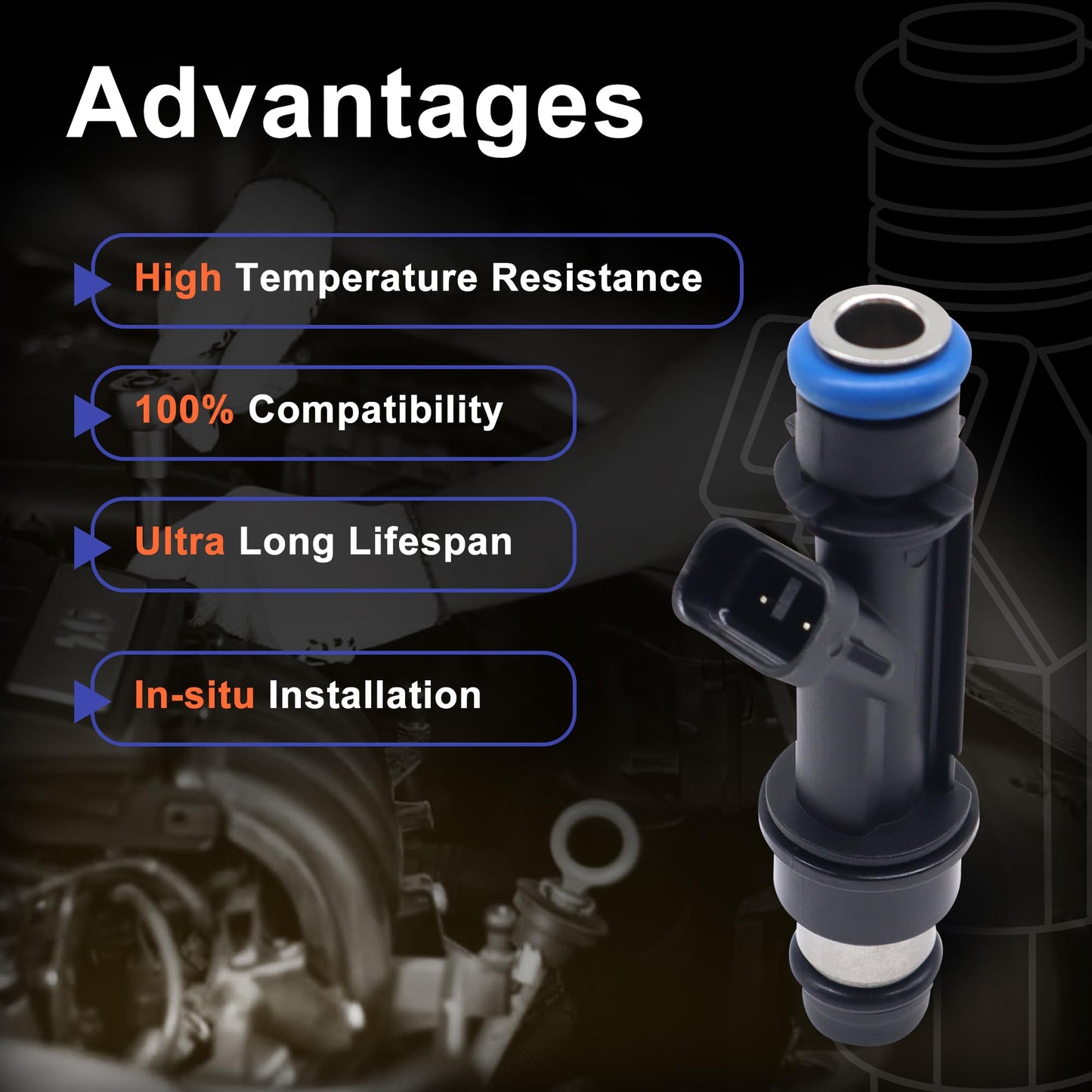 HiSport Fuel Injectors 6PCS Compatible with Buick Chevrolet GMC Hummer Isuzu i-290 i-350 i-370 Ascender H3 Rainier Colorado LUV Trailblazer EXT Canyon Envoy XL XUV Replace FJ319 12569573