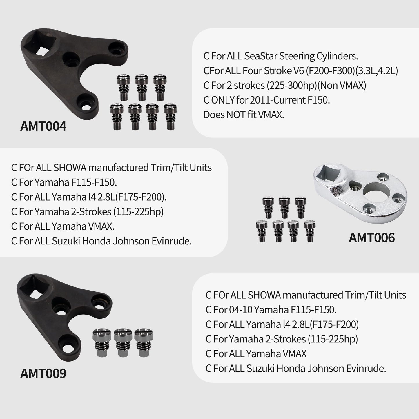 HiSport Outboard Trim Tilt Pin Wrench Tools Set MT0004 MT0006 MT0009 - Compatible with Yamaha Suzuki Johnson Evinrude Honda Outboard