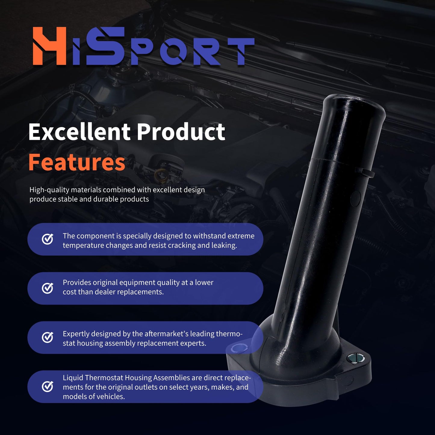 HiSport 16321-74050 Radiator Coolant Filler Water Inlet Thermostat Housing Compatible with Toyota Camry 1992-2001, Celica 1992-1999, Rav4 1996-2000, Solara 2000, 902-5000