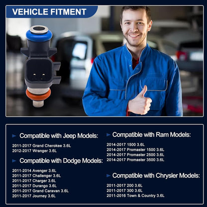 HiSport Fuel Injector 0280158233 5184085AC 1PCS Compatible with Chrysler Dodge Ram Jeep Bosch 3.6L