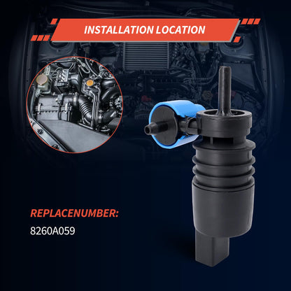 HiSport 8260A059 Windshield Wiper Pump - Compatible with Audi BMW Buick Chevrolet Chrysler Dodge Ford Jeep Mazda Mercedes-Benz Mini Mitsubishi Porsche Smart Volkswagen 2000-2023