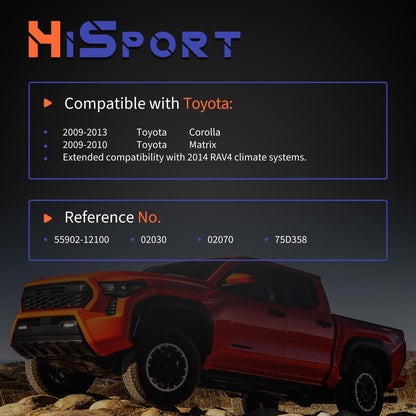 HiSport HVAC AC Blower Fan Knob Speed Control Switch Assy Compatible with Toyota Corolla Matrix Replacement for 55902-12100, 55902-02030, 55902-02070, 55902-75D358