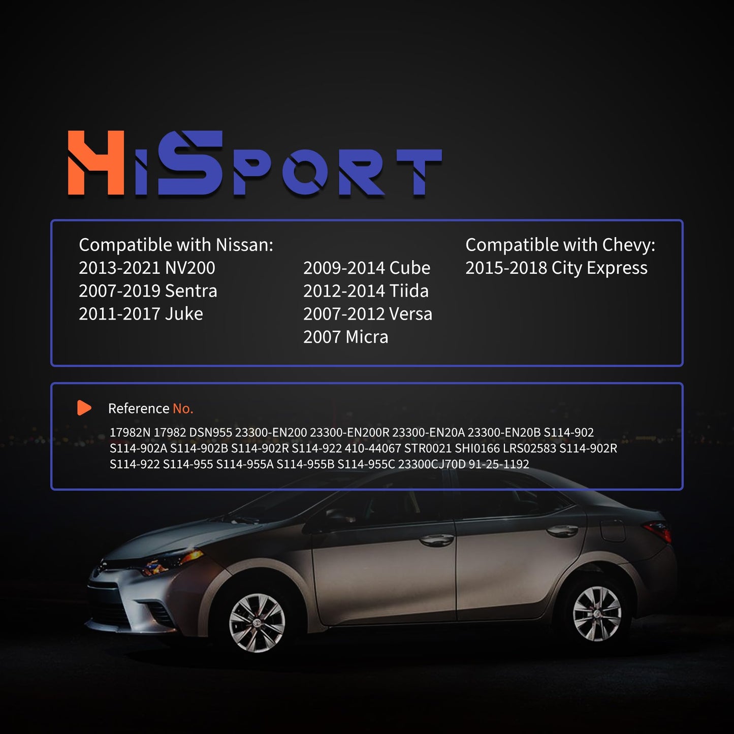 HiSport New Starter Motor - Compatible with Chevy City Express Compatible with Nissan NV200 Sentra Juke Cube Tiida Versa Micra 2007-2021 - Replace 19317693