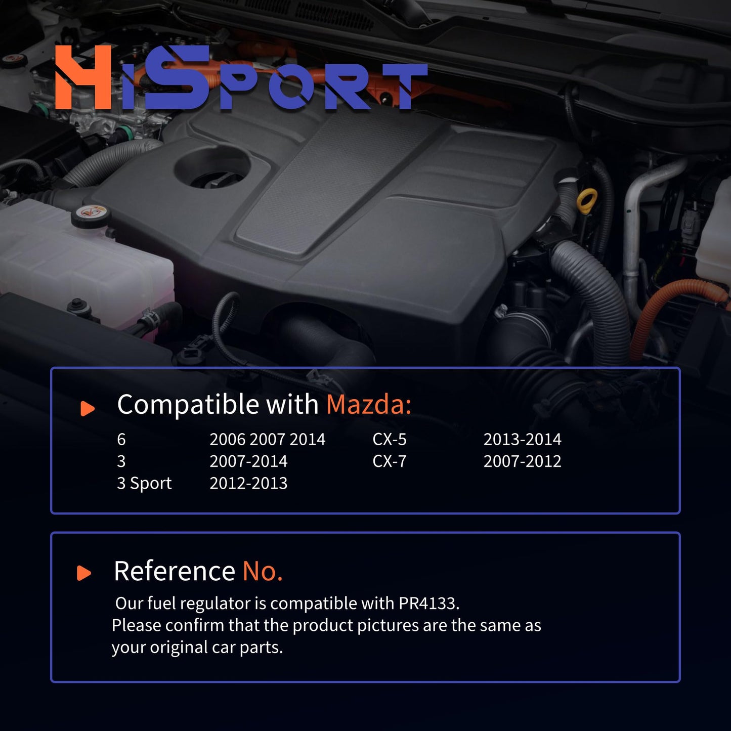 HiSport Fuel Injection Pressure Regulator PR4133 Replacement for Mazda 3 Sport 2012 2013 6 2006 2007 2014 CX-5 2013 2014 CX-7 2007 2008 2009 2010 2011 2012, 4 Bar