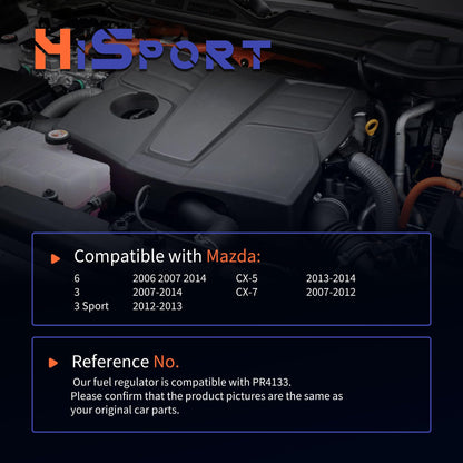 HiSport Fuel Injection Pressure Regulator PR4133 Replacement for Mazda 3 Sport 2012 2013 6 2006 2007 2014 CX-5 2013 2014 CX-7 2007 2008 2009 2010 2011 2012, 4 Bar