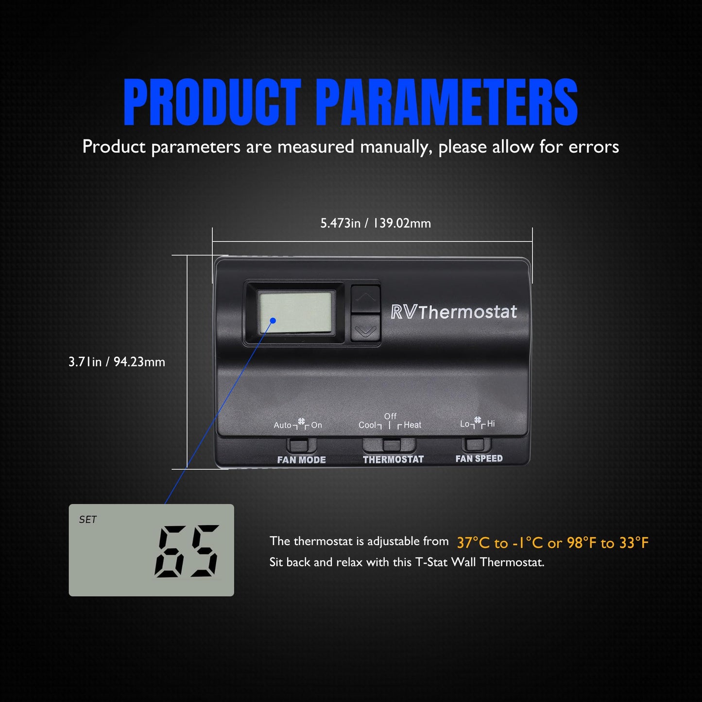 HiSport Motorhome 83303862 Upgrade T-Stat Wall Digital Thermostat Replacement for Coleman Mach 8330-336 337 338 339 368 386 Digital Thermostat Heat/Cool Air Conditioner Digital