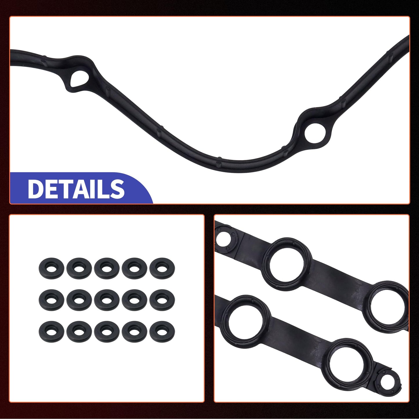 HiSport Valve Cover Gasket Set - Compatible with BMW 325Ci 325i 325xi 330Ci 330i 330xi 525i 530i X3 X5 Z4 2.5L 3.0L 2002-2006 - Replace SKVS50631R