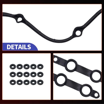 HiSport Valve Cover Gasket Set - Compatible with BMW 325Ci 325i 325xi 330Ci 330i 330xi 525i 530i X3 X5 Z4 2.5L 3.0L 2002-2006 - Replace SKVS50631R