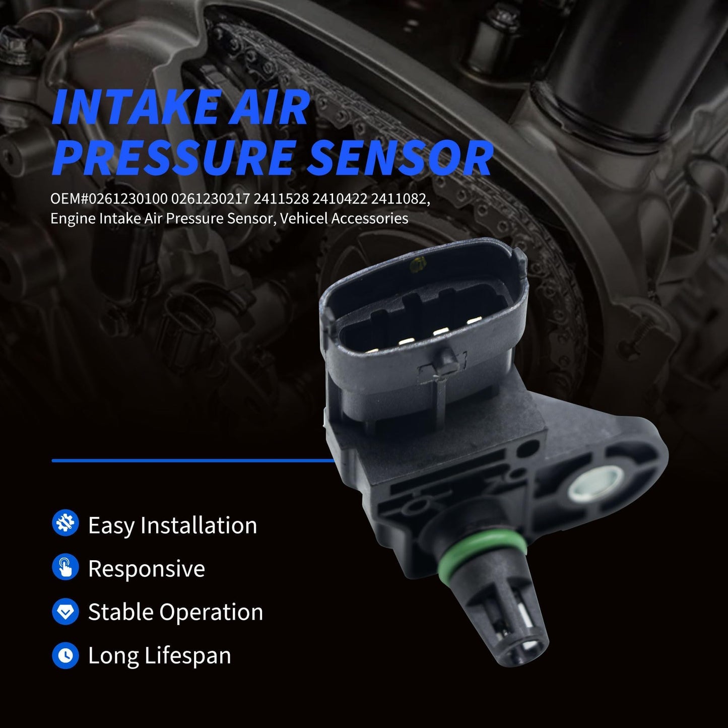 HiSport 2411528 T-MAP Temperature Manifold Absolute Pressure Sensor Compatible with Polaris Series 700 800 900 (All Models) 2004-2016, 2014+ 570, General,Ranger 1000, ACE 570 900, Snowmobile 2006-2018