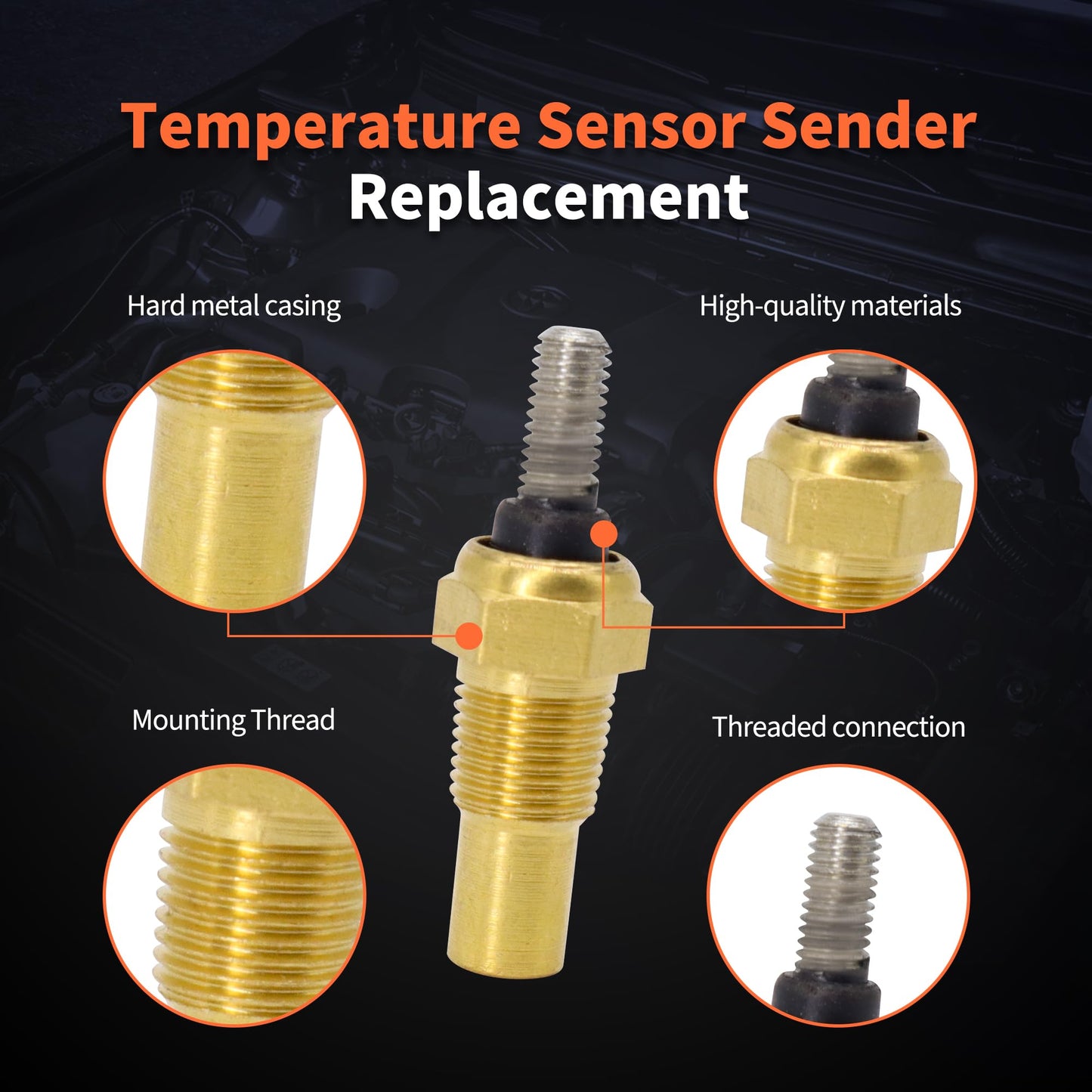 HiSport 3861997 Temperature Sensor Sender - Compatible with Volvo Penta 4 Cylinder V6 and V8 Gasoline Marine Engines - Replace 3862500 18-7513