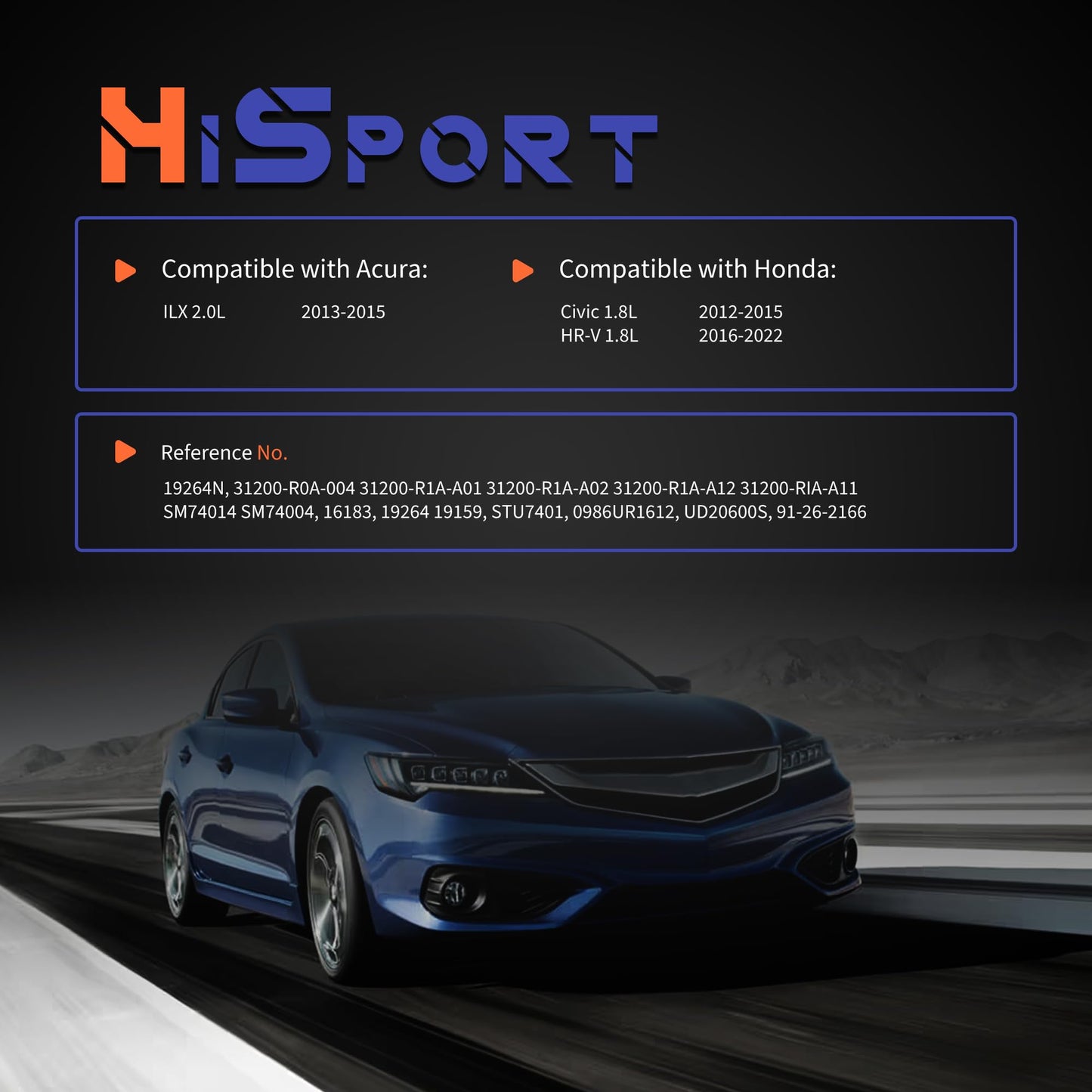 HiSport Starter Motor 19264N Compatible with Acura ILX 2.0L 2013-2015, Replacement for Honda Civic 1.8L 2012-2015, HR-V 1.8L 2016-2022, 31200R1AA12, 31200R1AA01, 31200R0A004