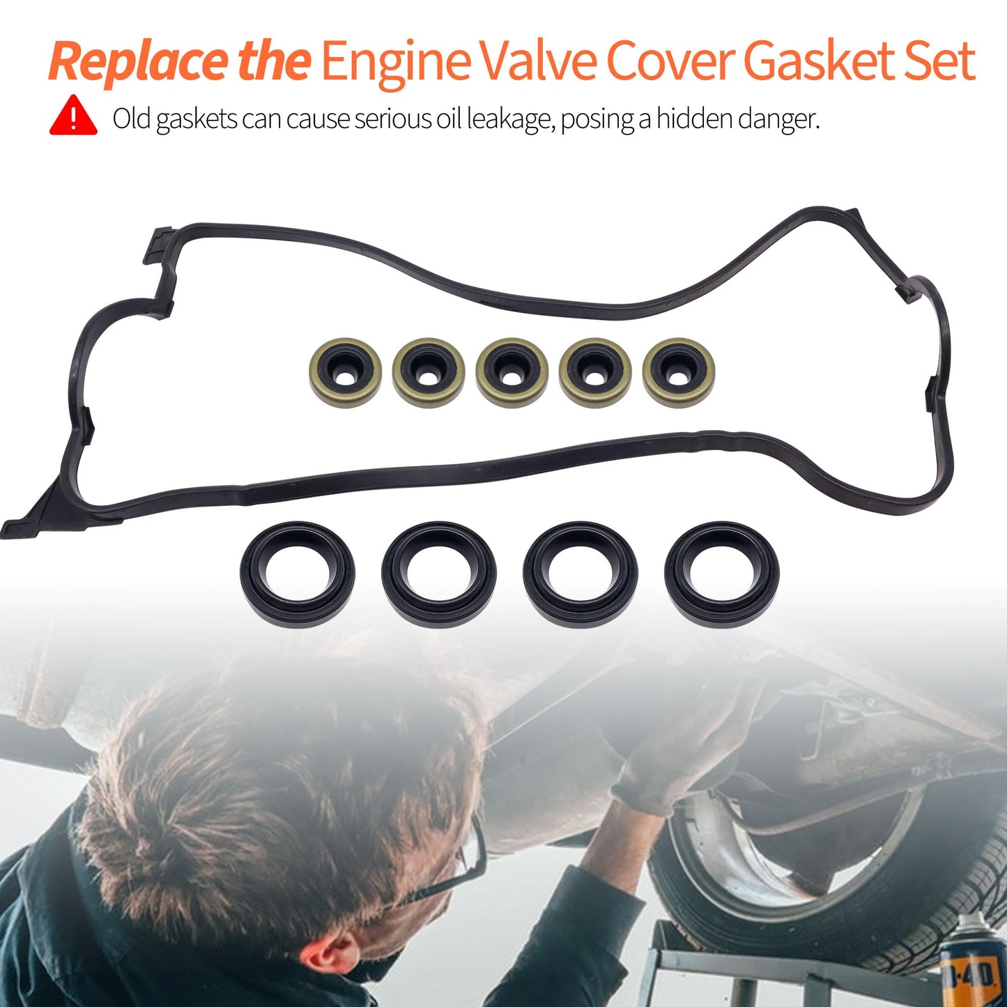 HiSport VS50500R Engine Valve Cover Gasket Set - Compatible with Honda 1992-2000 Civic 1.6L 1993-1997 Civic del Sol 1.6L