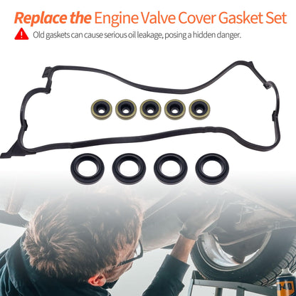 HiSport VS50500R Engine Valve Cover Gasket Set - Compatible with Honda 1992-2000 Civic 1.6L 1993-1997 Civic del Sol 1.6L
