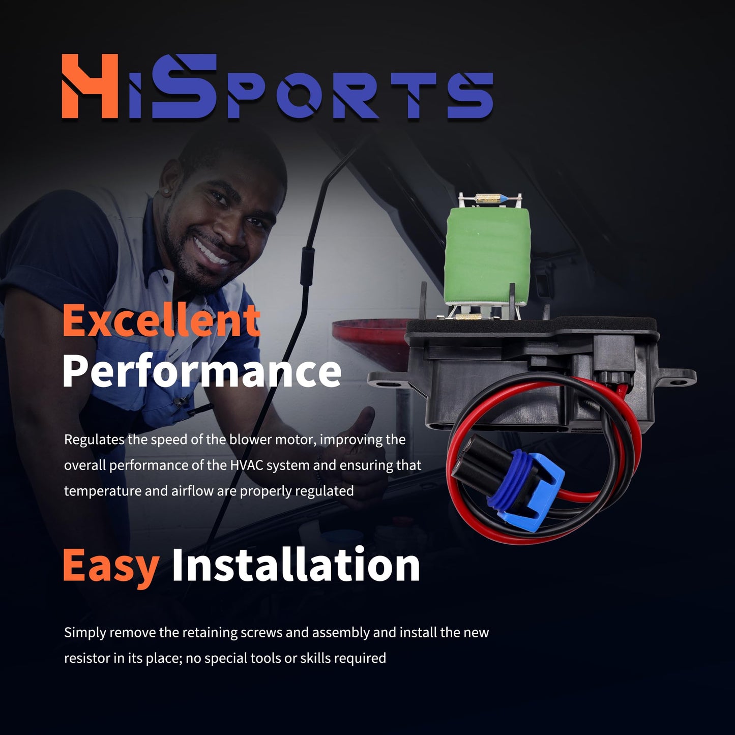 HiSport 973-407 Front HVAC Fan Blower Motor Resistor with Harness Compatible with Chevy GMC Express Savana 1500 C4500 C5500 C6500 C7500 Kodiak Topkick Replacement for 89018770 1580560 22941007