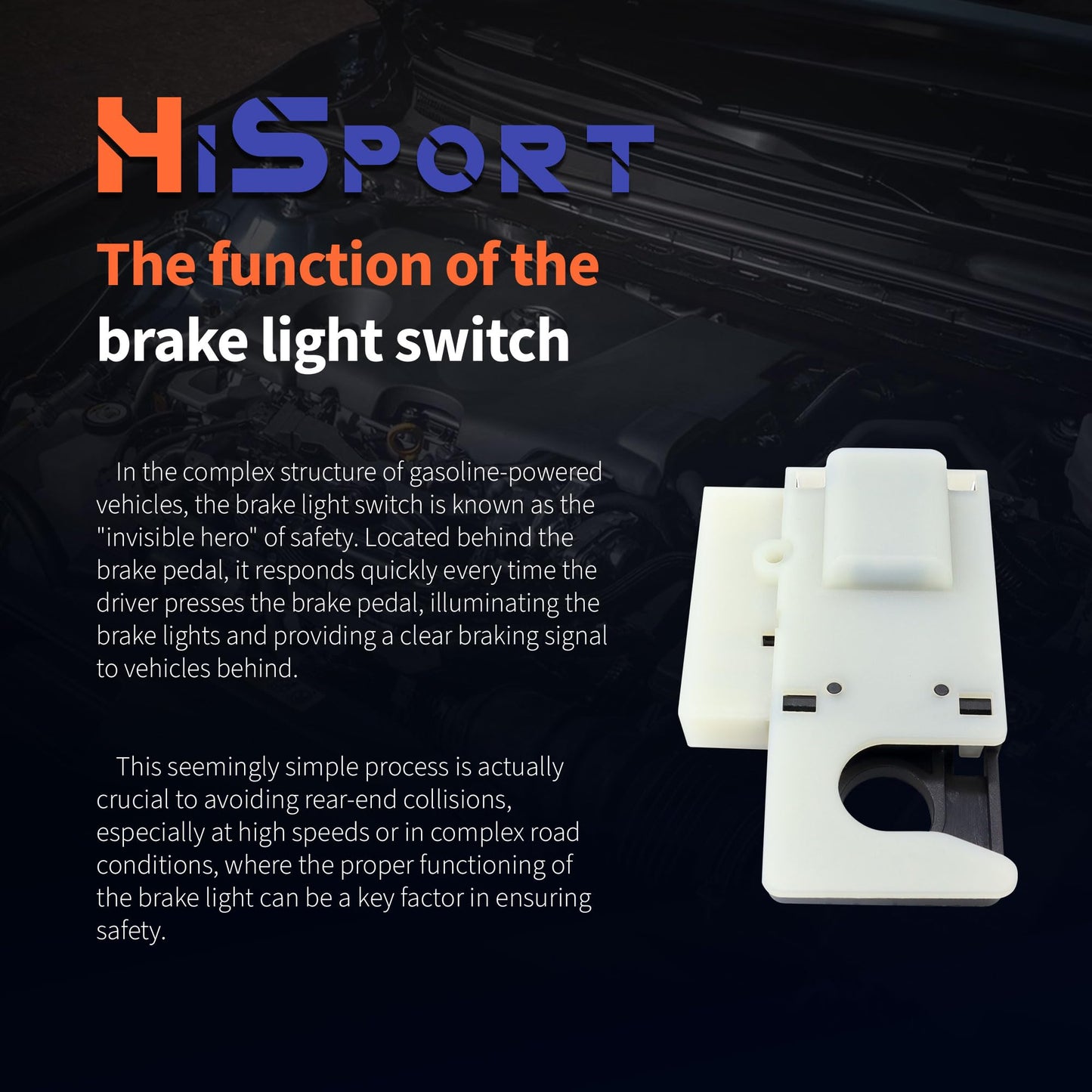 HiSport Brake Light Switch 15038393 Compatible with Chevrolet Silverado/GMC Sierra/Saab 9-7x Replacement for 15128874, 15158767, 15161650, 15163032, SLS-303, 25771554