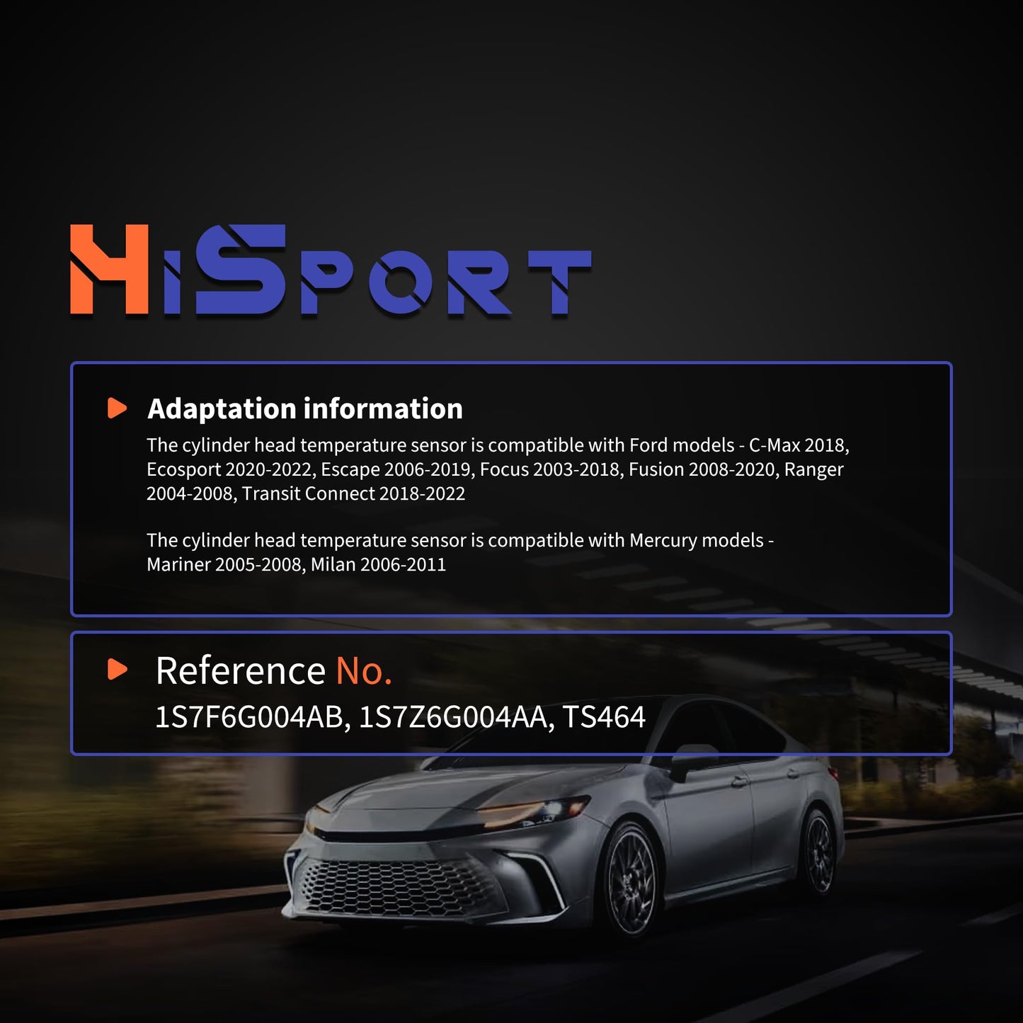 HiSport Cylinder Head Temperature Sensor - Compatible with Ford C-Max Escape Focus Mercury Mariner Milan Replaces 1S7F6G004AB 1S7Z6G004AA