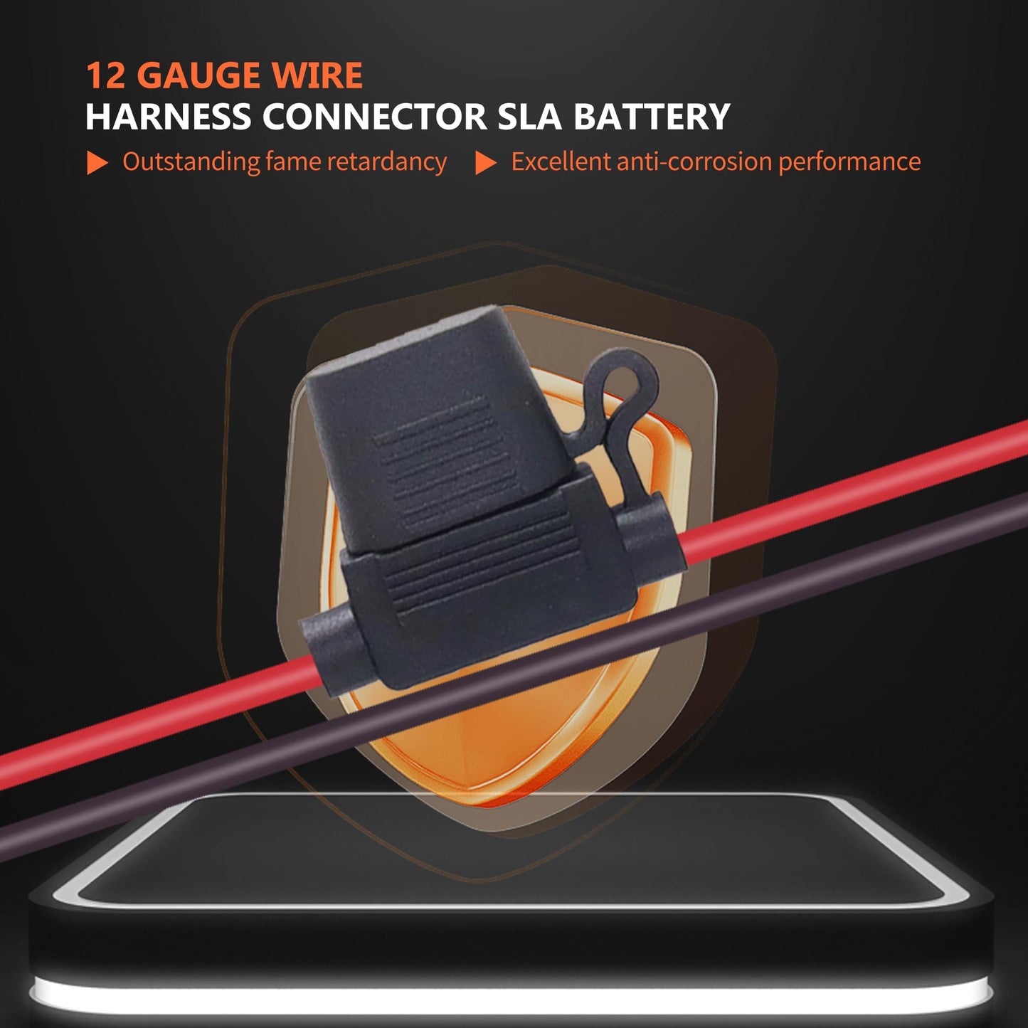 HiSport 12 Gauge Wire Harness Connector SLA Battery Compatible with 12-Volt Ride On Vehicle with red 2 pins Connector 40A Replaceable Fuse