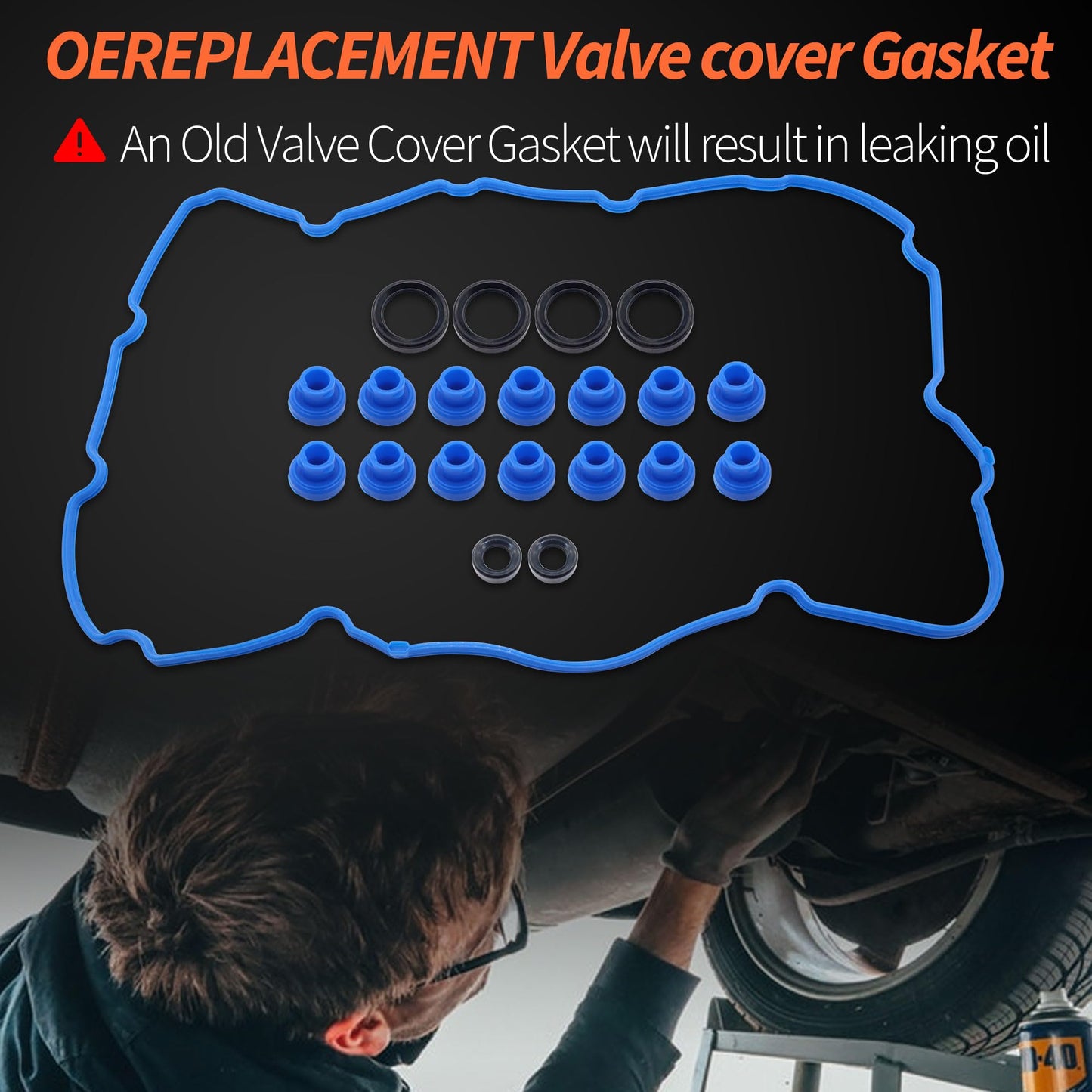 HiSport Engine Valve Cover Gasket Set - Compatible with Ford Mustang 2011-2017 F-150 2011-2014 5.0L - Replace VS50811R