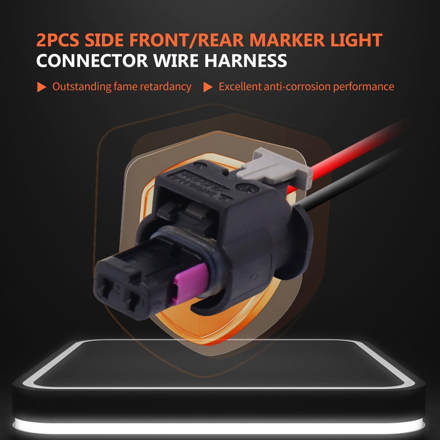 HiSport 2PCS Side Front/Rear Marker Light Connector Wire Harness Replacement for Dodge Charger 2015-2023,Compatible with Chrysler 300 2015-2023