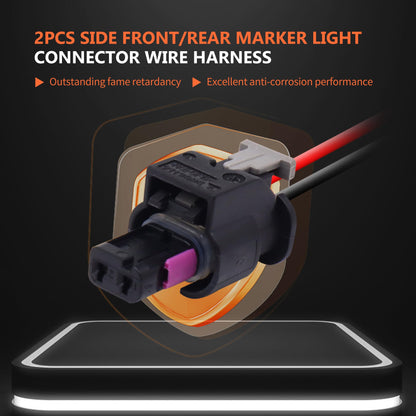 HiSport 2PCS Side Front/Rear Marker Light Connector Wire Harness Replacement for Dodge Charger 2015-2023,Compatible with Chrysler 300 2015-2023