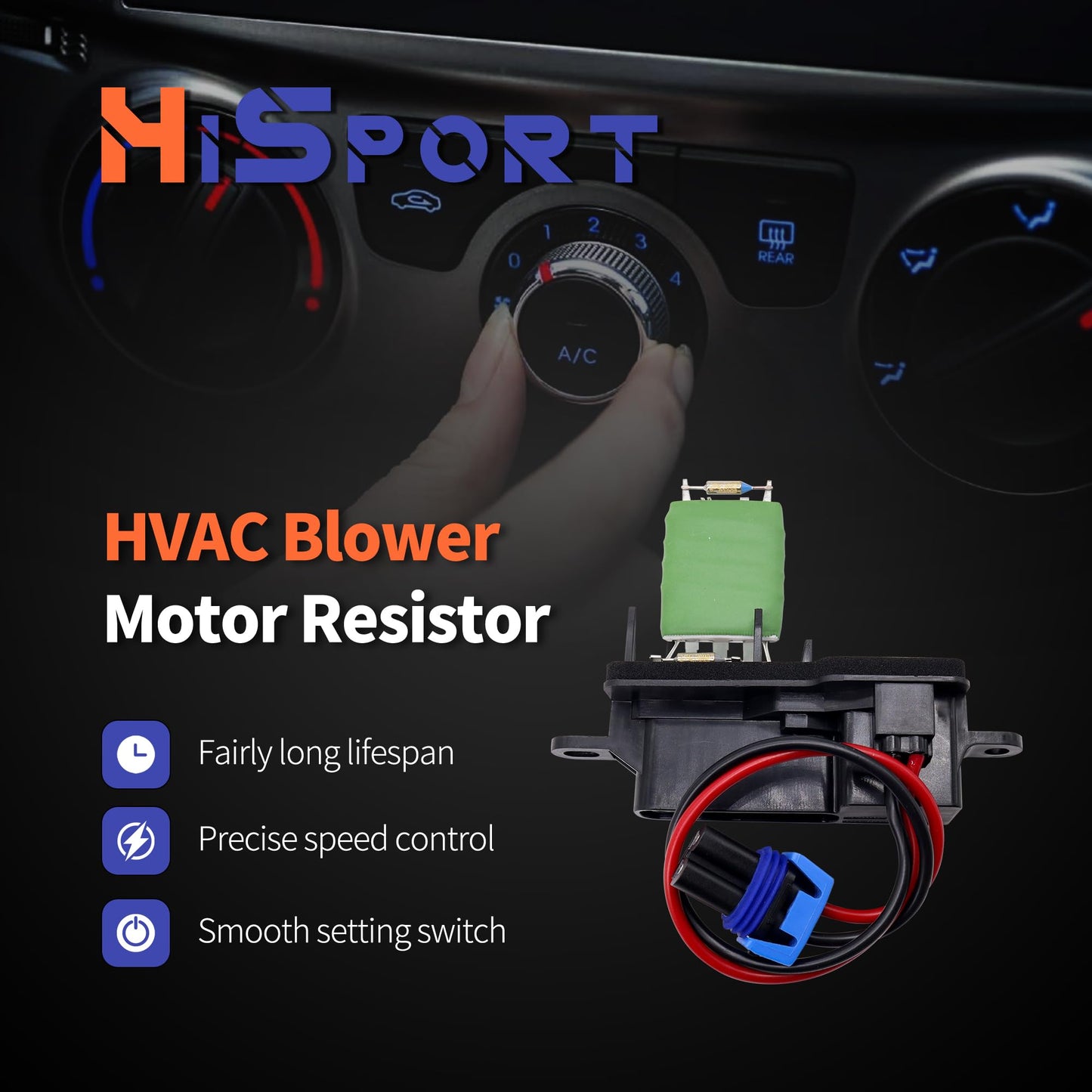 HiSport 973-407 Front HVAC Fan Blower Motor Resistor with Harness Compatible with Chevy GMC Express Savana 1500 C4500 C5500 C6500 C7500 Kodiak Topkick Replacement for 89018770 1580560 22941007