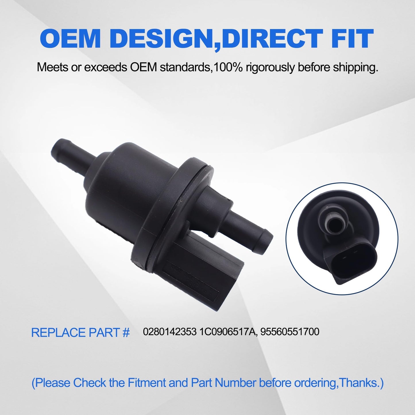 HiSport Canister Purge Valve 0280142353 - Compatible with Audi A4 A6 A8 Allroad2 S4 Tt Porsche Cayenne Volkswagen Beetle Eurovan Golf Jetta Passat Phaeton Touareg 1999-2011 - Replaces 1c0906517a