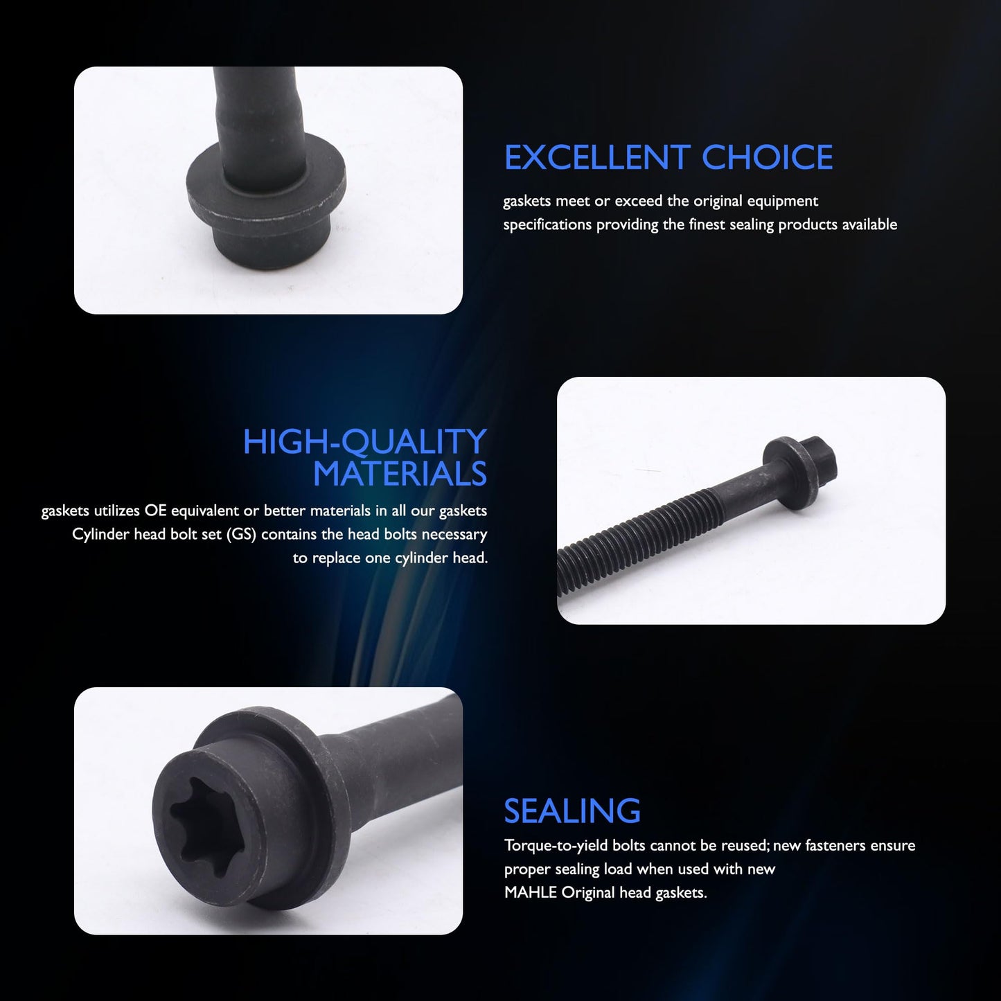 HiSport Engine Cylinder Head Bolt Set - Compatible with Ford Ranger Explorer Explorer Sport Trac Mustang Compatible with Mazda B4000 Compatible with Mercury Mountaineer - Replace ES72171