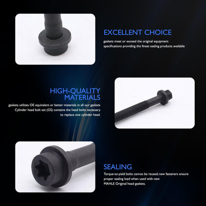 HiSport Engine Cylinder Head Bolt Set - Compatible with Ford Ranger Explorer Explorer Sport Trac Mustang Compatible with Mazda B4000 Compatible with Mercury Mountaineer - Replace ES72171