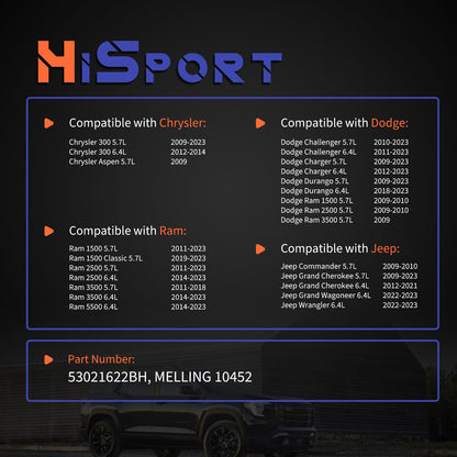 HiSport High Pressure Oil Pump 10452 53021622BH Replacement For Jeep Dodge Chrysler 300 Aspen Charger Durango Challenger Ram 1500 2500 3500 4500 5500 Cherokee Commander 5.7L 6.4L