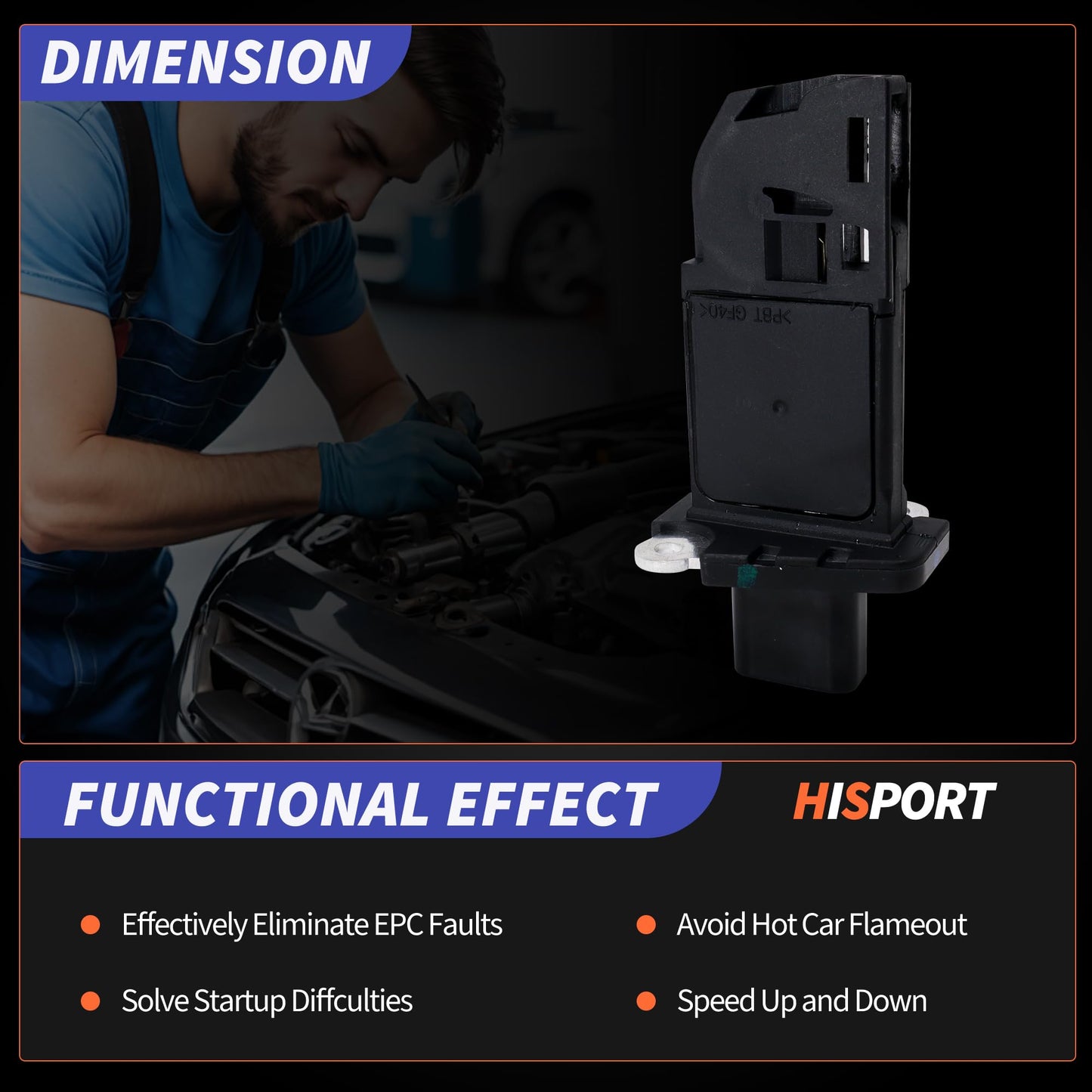 HiSport BR31-12B579-AA Mass Air Flow Sensor - Compatible with Ford E-350 E-450 Expedition Explorer Lincoln Makr LT MKS MKT Navigator Replaces BR3Z-12B579-A