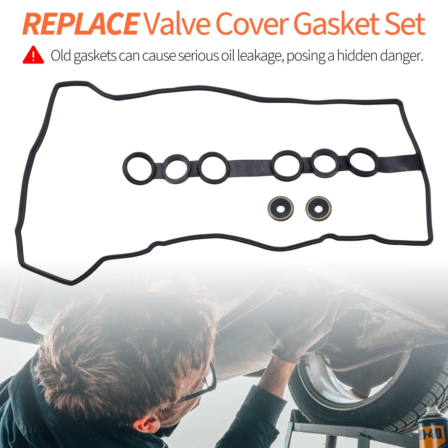 HiSport Valve Cover Gasket Seal VS50542R- Compatible with Chevy 1998-2002 Prizm Pontiac 2003-2008 Vibe Toyota 1998-2008 Corolla 2003-2008 Matrix 2000-2005 Celica 2000-2005 MR2 Spyder 1.8L
