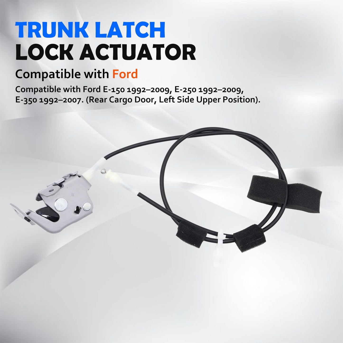 HiSport Trunk Upper Door Latch with Cable 6C2Z-1543286-AA Cargo Driver Side Compatible with Ford E-150 1992¨C2009, E-250 1992¨C2009, E-350 1992¨C2007