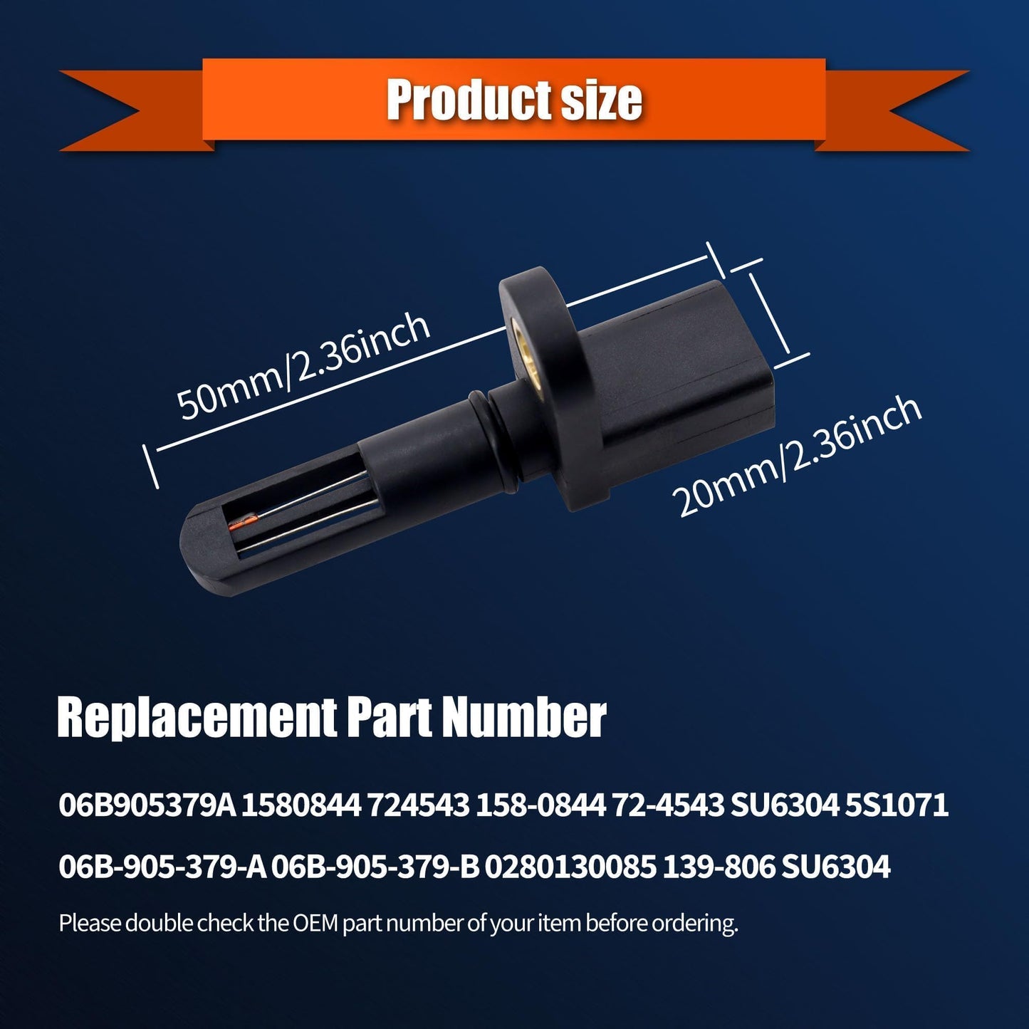 HiSport Intake Air Temperature Sensor - Compatible with Audi A3 2006-2013 A4 2002-2015 A5 2010-2015 A6 2003-2015 Q5 TT, Volkswagen Beetle CC Eos Golf Golf City GTI Jetta Passat Tiguan 06B905379A