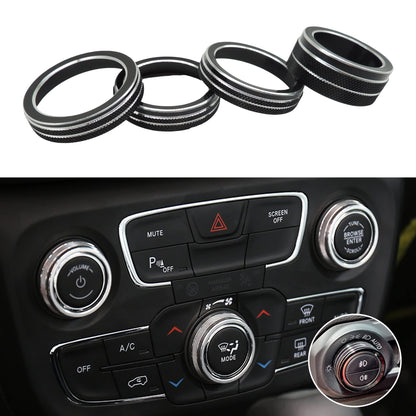 HiSport AC Climate Control Knob Cover Air Conditioner CD Switch Button Knob Compatible with Jeep Wrangler JL JLU Gladiator JT 4Pcs Black