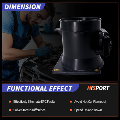 HiSport Mass Air Flow Sensor - Compatible with Ford F-150 F-250 1998-2003 F-350 F-450 F-550 Super Duty 1999-2001 Lincoln Replaces F8DZ-12B579-BA F8DZ12B579BA XL3Z-12B579-BBRM XL3Z12B579BBRM