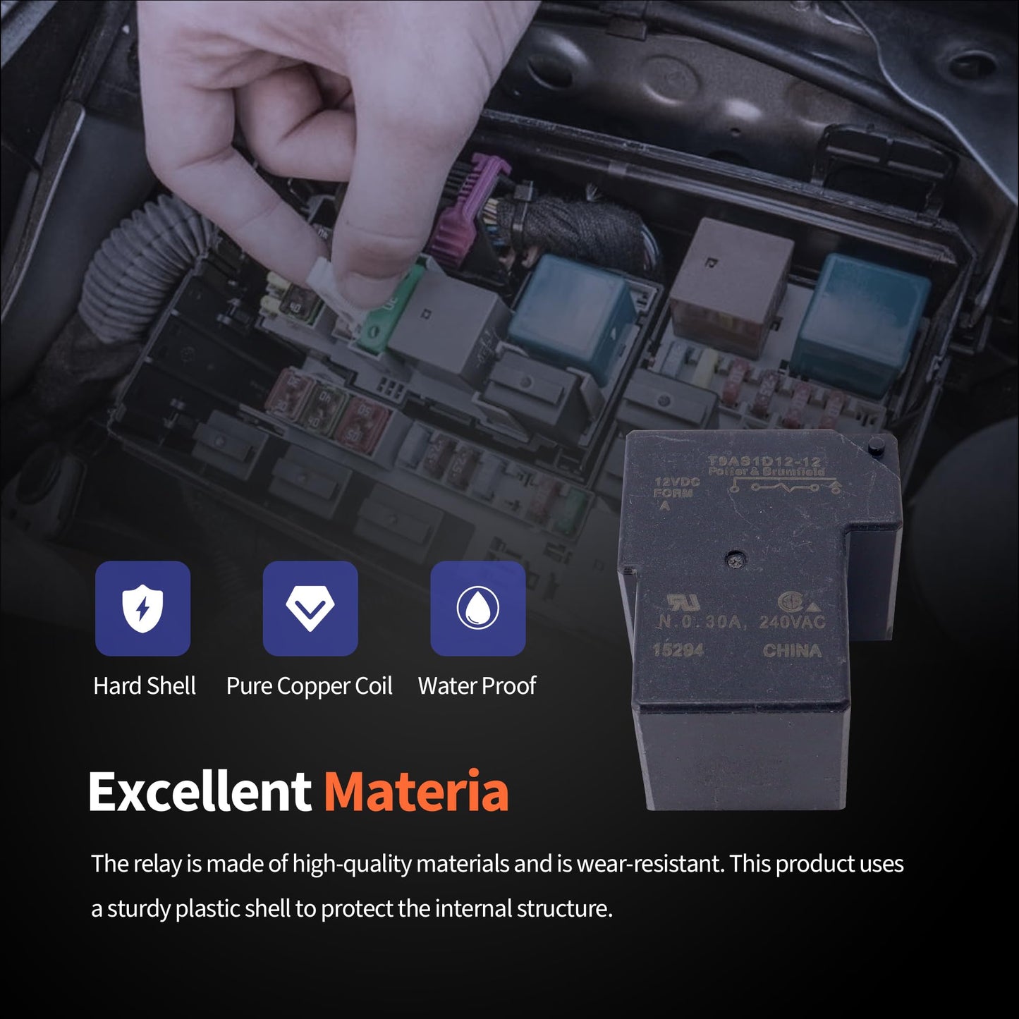 HiSport T9AS1D12-12 Power Relay 12VDC 30A SPST-NO PCB Compatible with PC Board or Panel-Mounted Applications