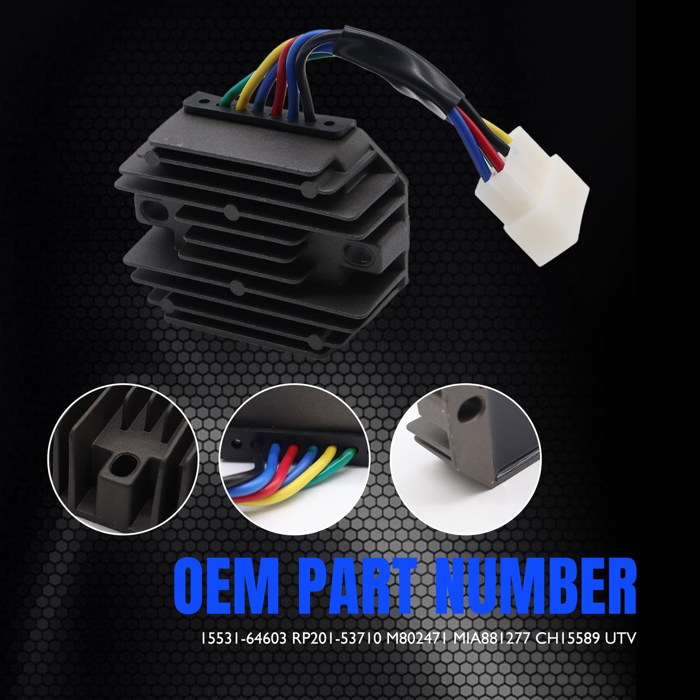 HiSport 15351-64600 Voltage Regulator Rectifier Compatible with Kubota: B1550D, B1550E, B1550HSTD, B1550HSTE;John Deere: 650, 750;Yanmar: 1510, 1601, 1610, 1702, 1720, 1802, 1810, 1820, YM2310, YM2402