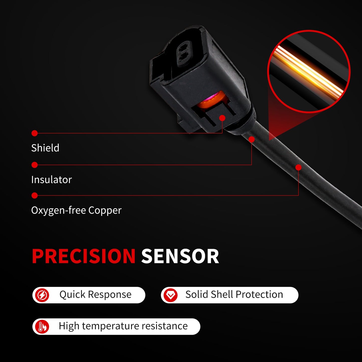 HiSport Driver and Passenger Side Disc Brake Pad Wear Sensors - Compatible with Porsche Cayenne 2011-2018 Panamera 2011-2016 - Replace 7P0907637A 95861236500 355251921