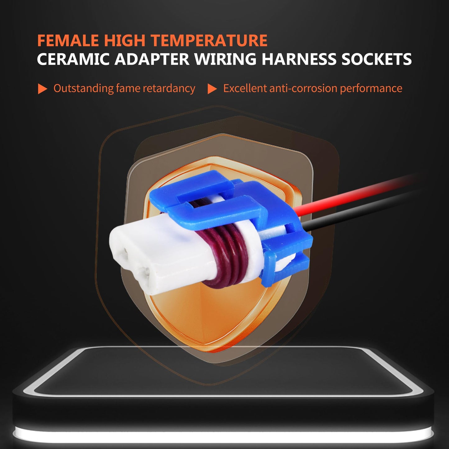 HiSport 2PCS 9005 9006 9012 9145 H10 Female High Temperature Ceramic Socket Adapters Wiring Harness for Headlights Fog Lamps Compatible with Toyota GM Ford Chevy Hyundai Chrysler Kia Honda