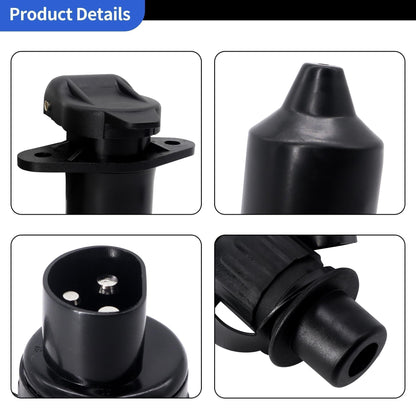 HiSport 12V Trailer Adapter - Black Plastic Trailer Connector 3 Pin Weatherproof Trailer Plug Wiring Connector Adapter Socket