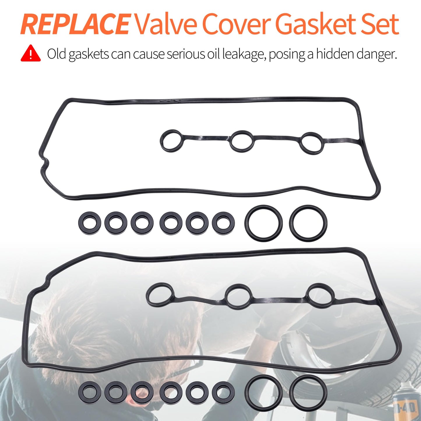 HiSport Valve Cover Gasket - Compatible with Toyota 2005-2015 Tacoma 4.0L 2005-2010 Tundra 4.0L 2003-2009 4Runner 4.0L 2007-2009 FJ Cruiser 4.0L - Replace VS50634R