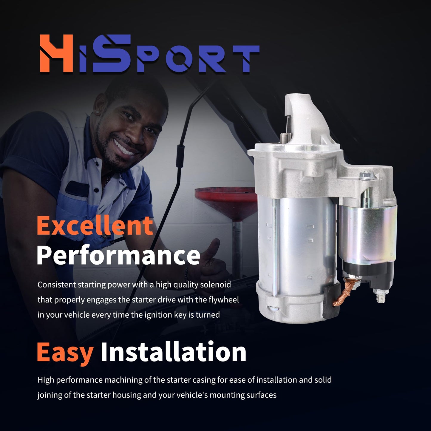 HiSport 28100-0T050 Starter Motor - Compatible with Toyota Corolla 2009-2016 1.8L l4 Matrix 2009-2013 1.8L l4 Compatible with Pontiac Vibe 2009-2010 1.8L l4 12V 1.6KW 9 Teeth Clockwise