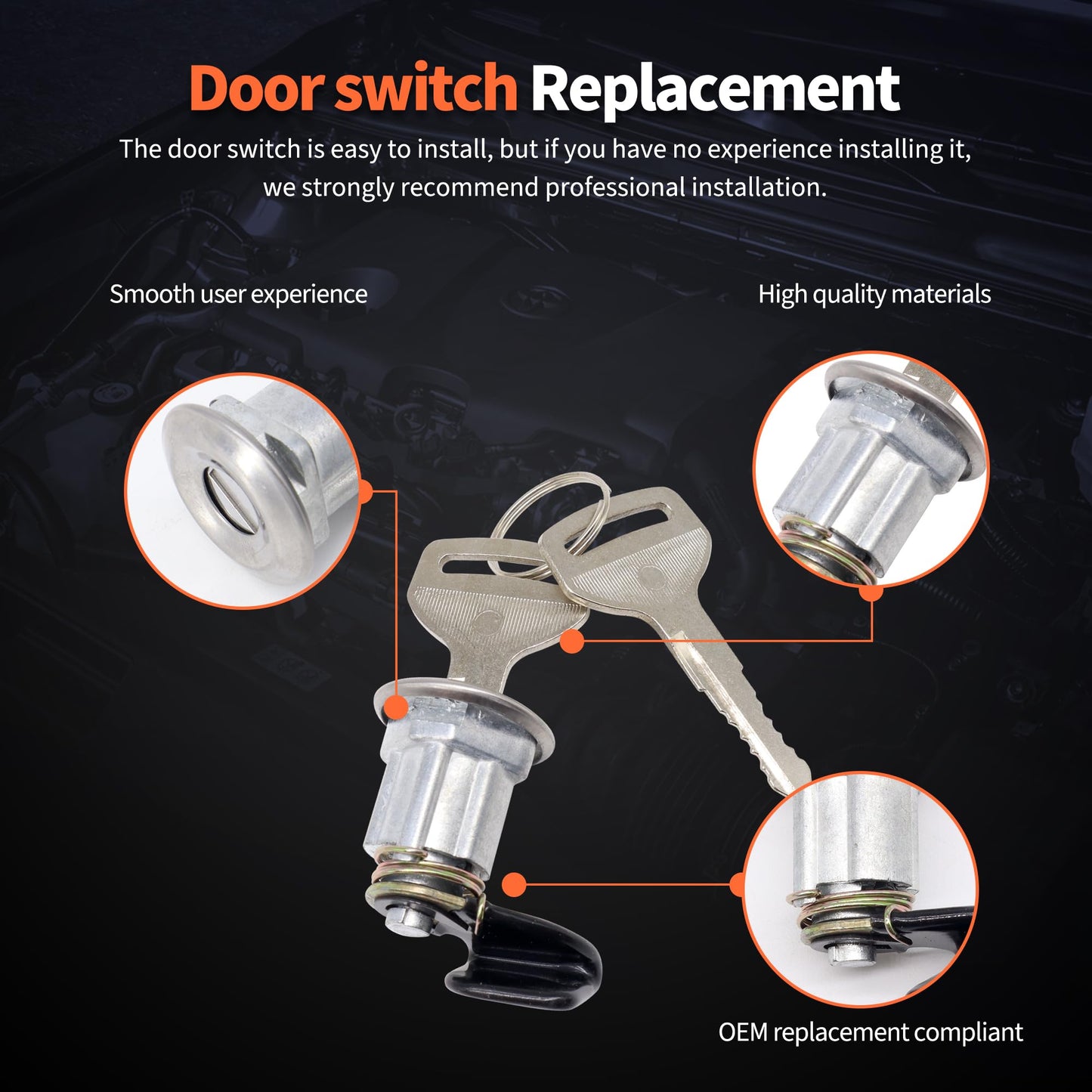 HiSport Fuel Door Lock Cylinder w/Key Set Compatible with Toyota Tacoma 1995-2004 Fuel Tank Lock Cylinder Fuel Filler Lid Door Gas Replace 69058-35140 69058-26030