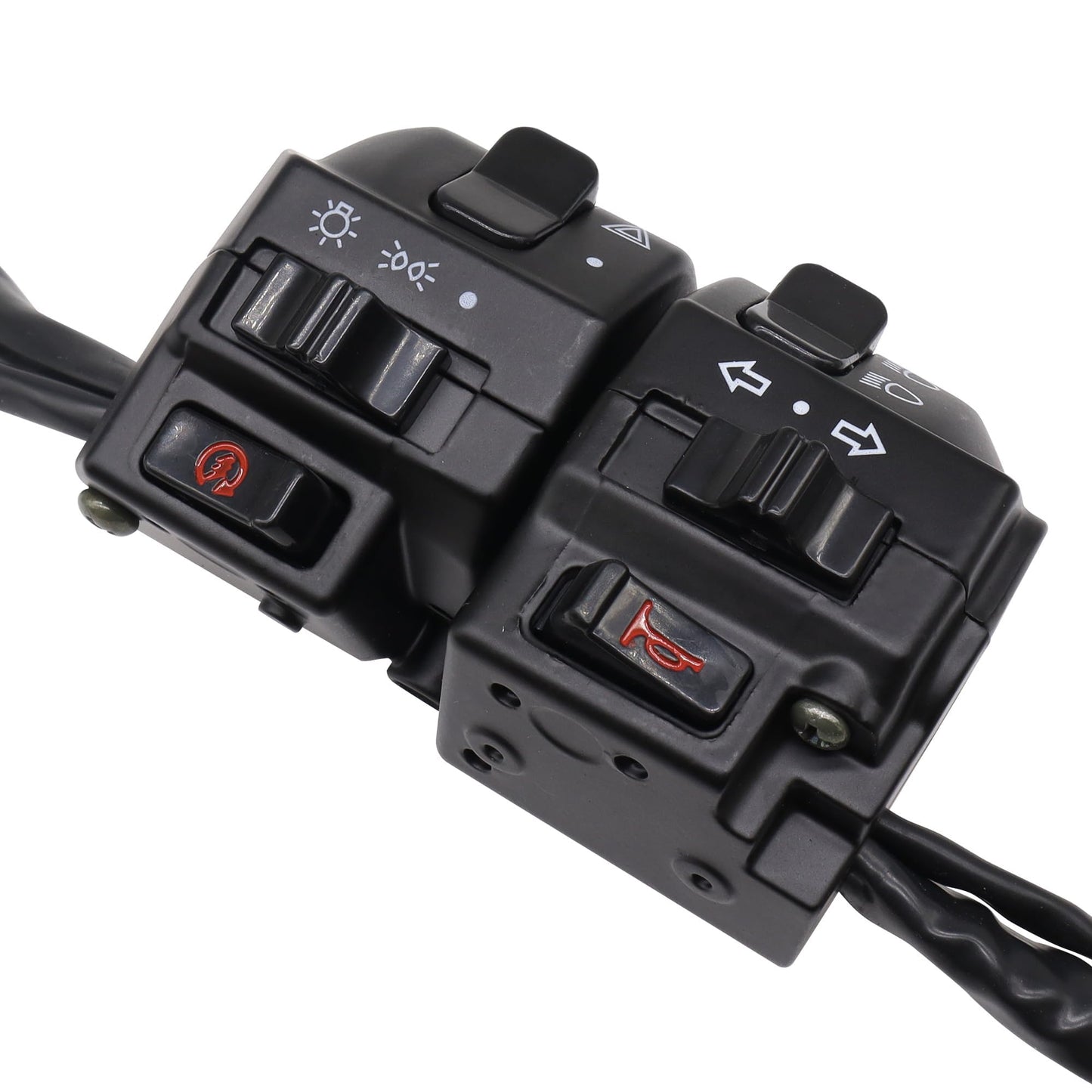 HiSport Black Universal Aluminum 7/8" 22MM Motorcycle Switch Handlebar Motorbike Horn Turn Signal Headlight Control Buttons